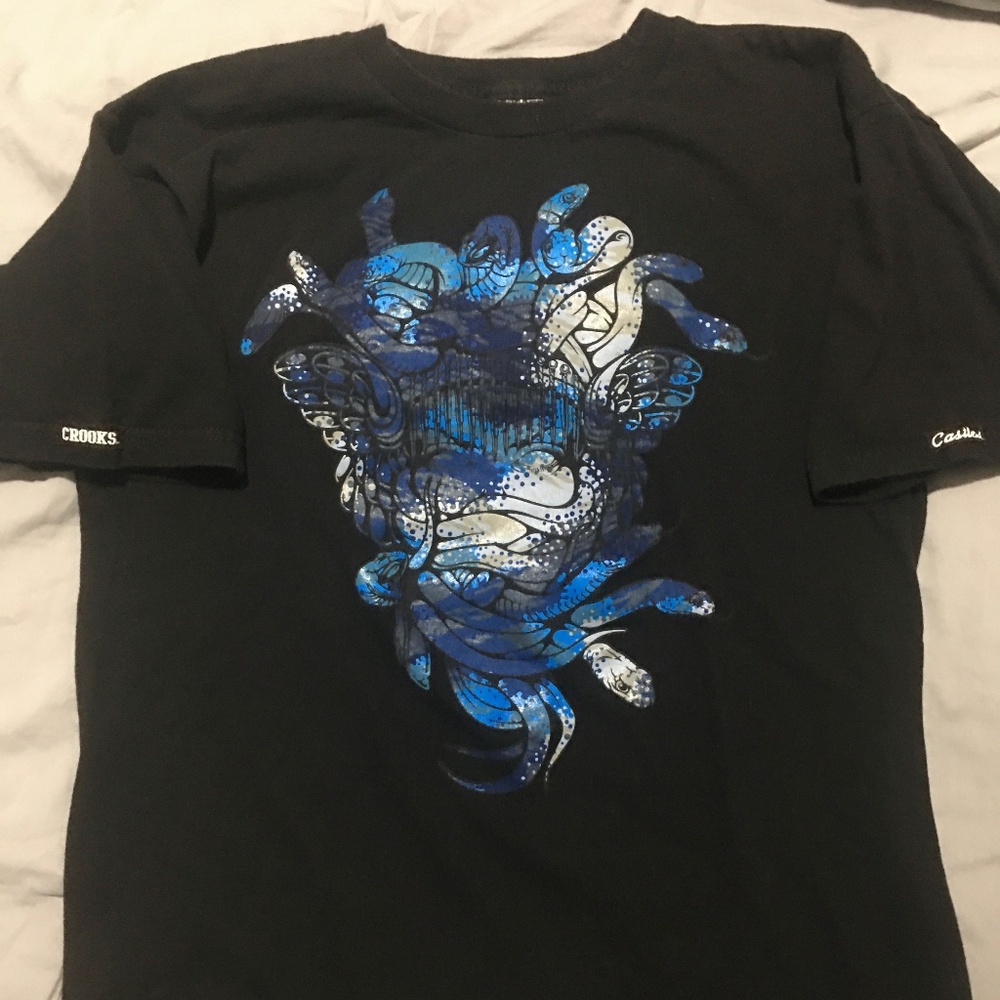 Crooks & Castles Cerulean Camo Medusa T-Shirt Medium RARE